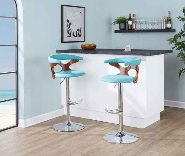 Mid-Century Modern Adjustable Barstool in Teal