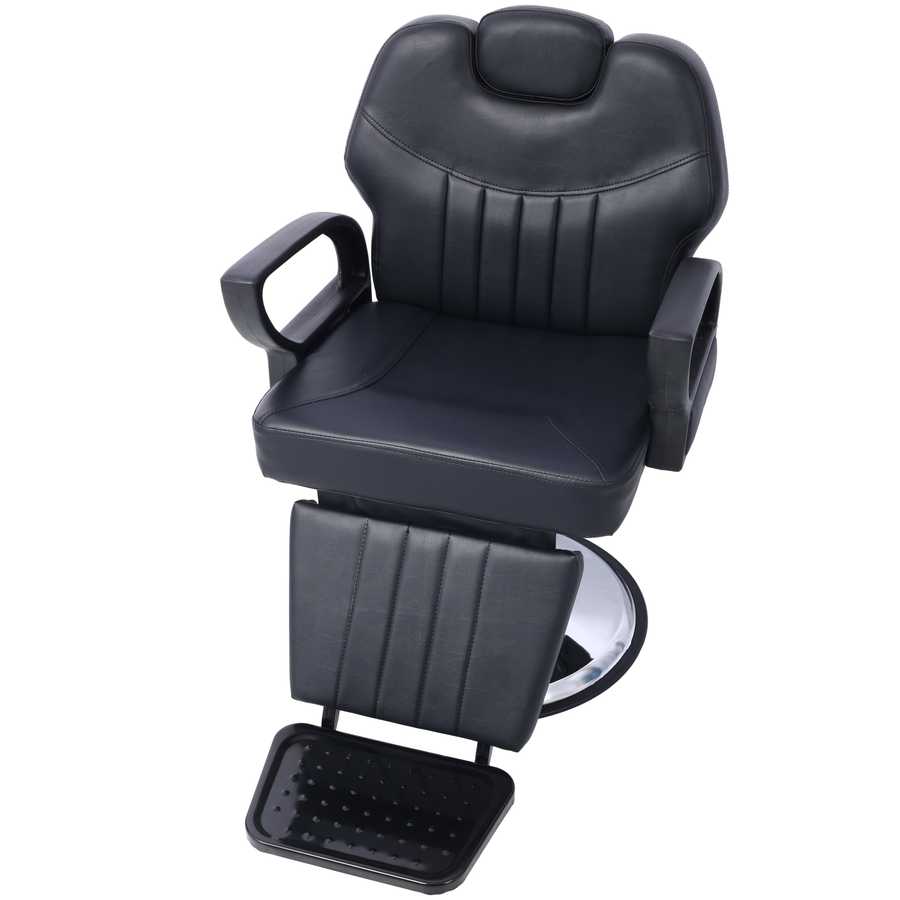 Adjustable PU Leather Barber Chair with reclining backrest and footrest, designed for salon professionals