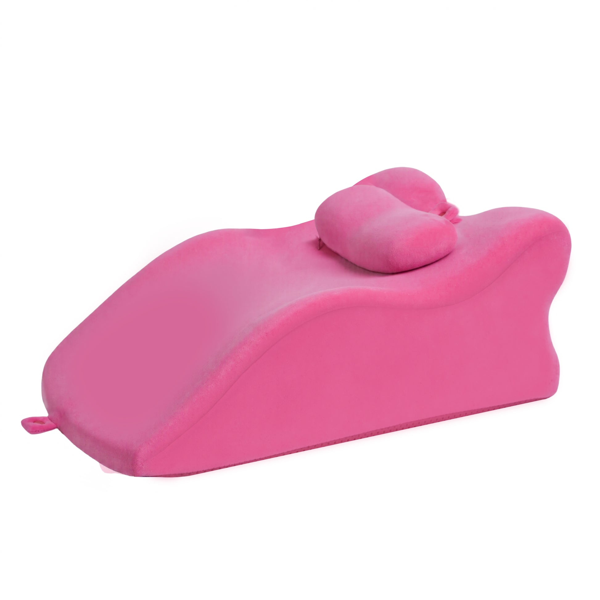Ergonomic Memory Foam Posture Support Pillow - Pink shown reclined, ideal for lumbar alignment and backrest comfort in personal care routines.