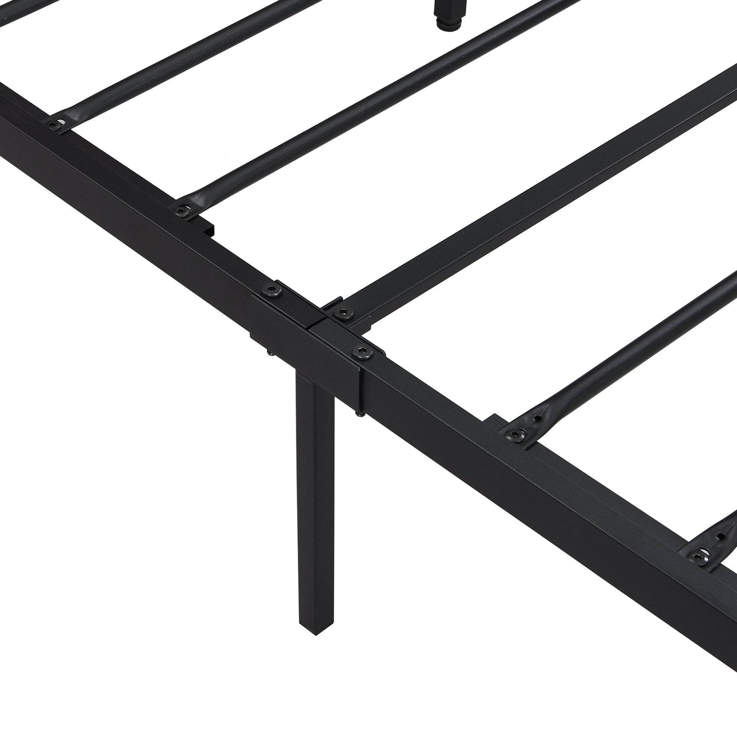 Queen Size Metal Platform Bed Frame with Wooden Headboard and Footboard with USB LINER, No Box Spring Needed, Large Under Bed Storage