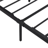 Queen Size Metal Platform Bed Frame with Wooden Headboard and Footboard with USB LINER, No Box Spring Needed, Large Under Bed Storage