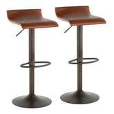 Antique Metal Barstools Set of 2 with Faux Leather