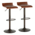 Antique Metal Barstools Set of 2 with Faux Leather