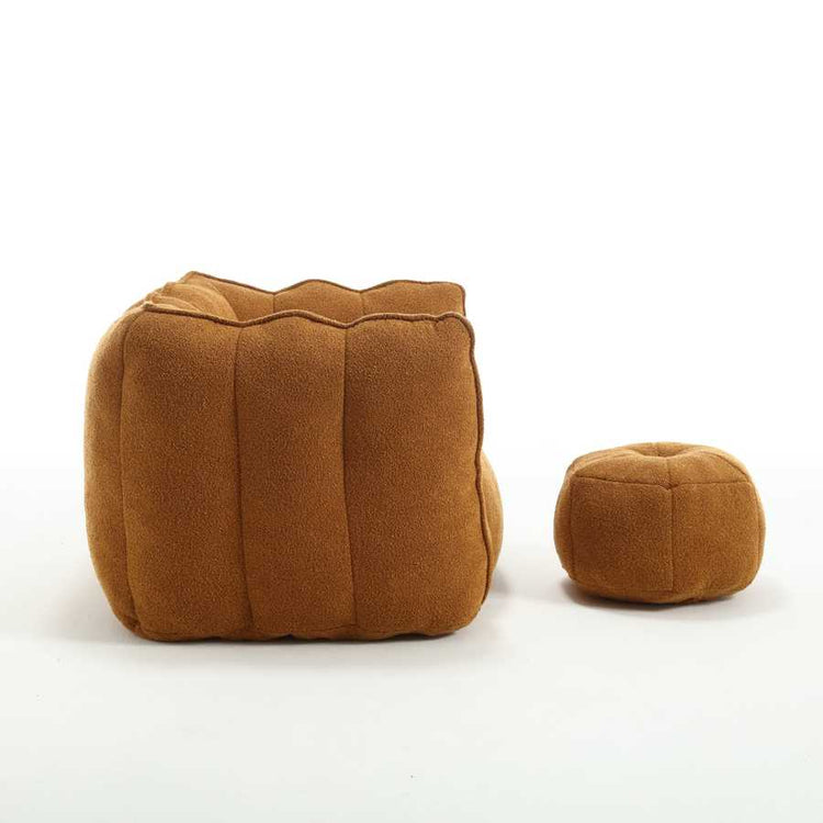 Two brown textured ottomans on a white background