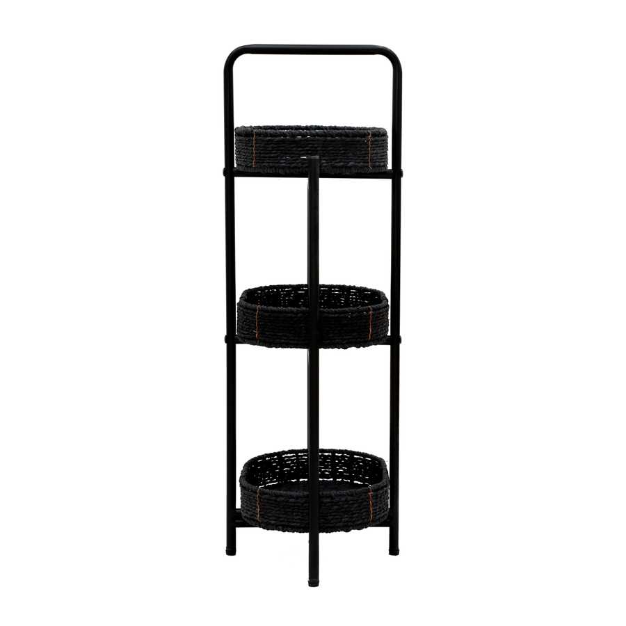 Modern 3-Tier Handwoven Side Table with Oval Organizer