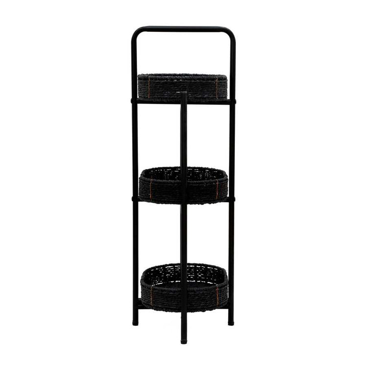 Modern 3-Tier Handwoven Side Table with Oval Organizer