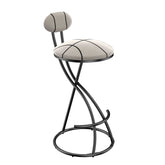 Upholstered Bar Stools Set of 2 Striped Counter Height Barstools Modern Velvet Dining Chairs for Kitchen Island, Living Room (Black & Stripe)