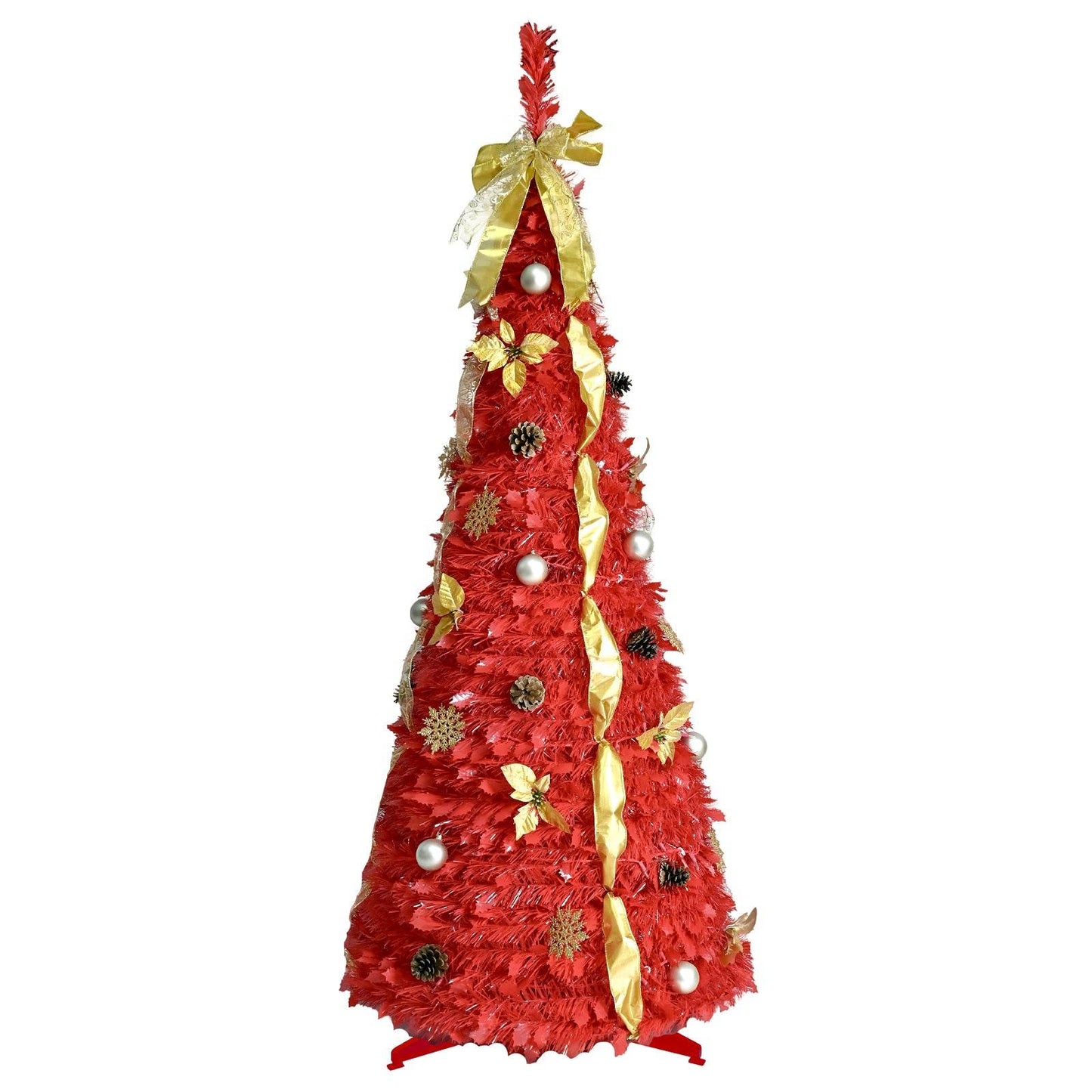 6FT Pop-Up Christmas Tree with LEDs & Decor - Space-Saving