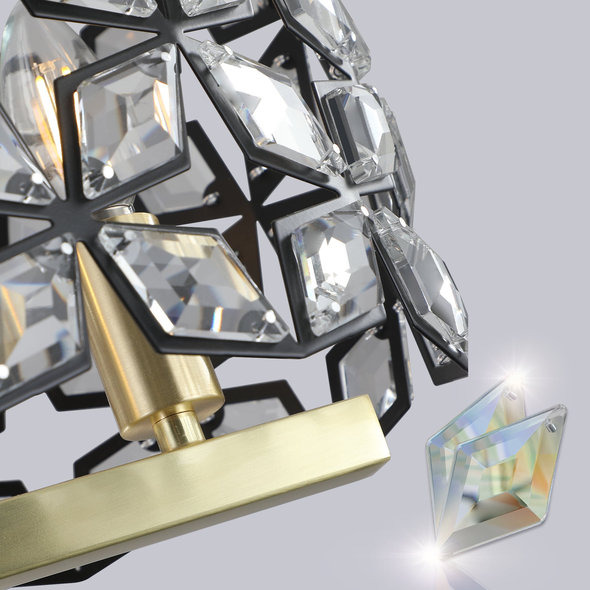 a close up of a light fixture with a diamond