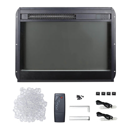 23 inch electric fireplace insert, ultra thin heater with crystal & realistic flame, remote control with timer, overheating protection,with sidelight