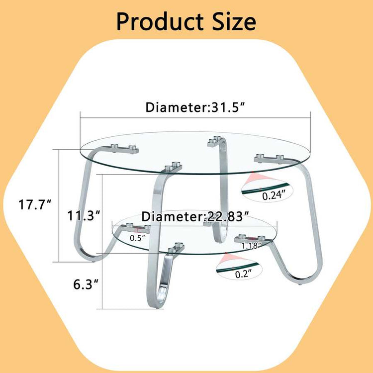 Product dimensions of Vintage Metal Frame Glass Coffee Table 31.5&