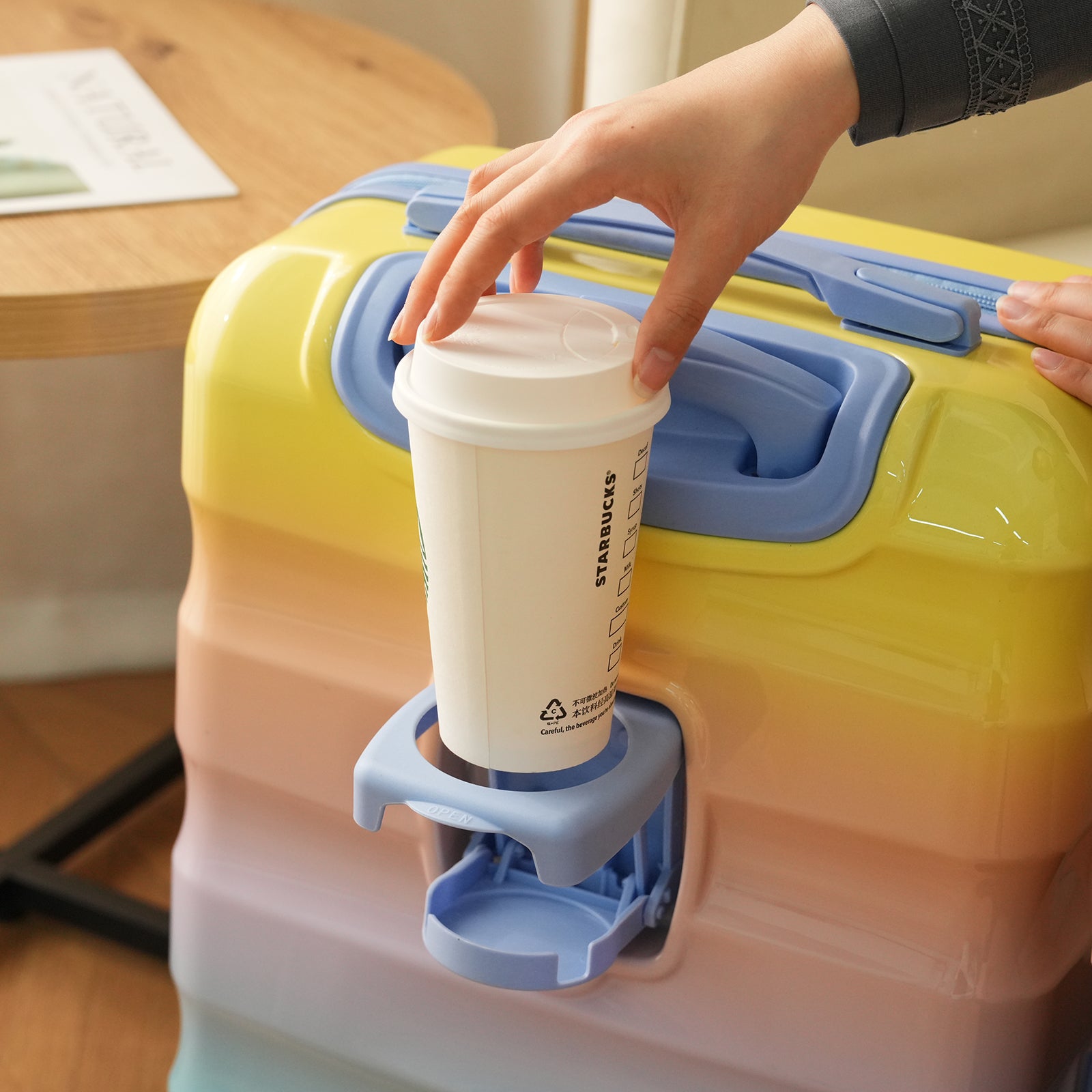 20' Carry-on Luggage with Cup Holder – Lightweight Glossy Hardshell Suitcases with Spinner Wheels, TSA Lock, Airline Approved, 2 Piece Set