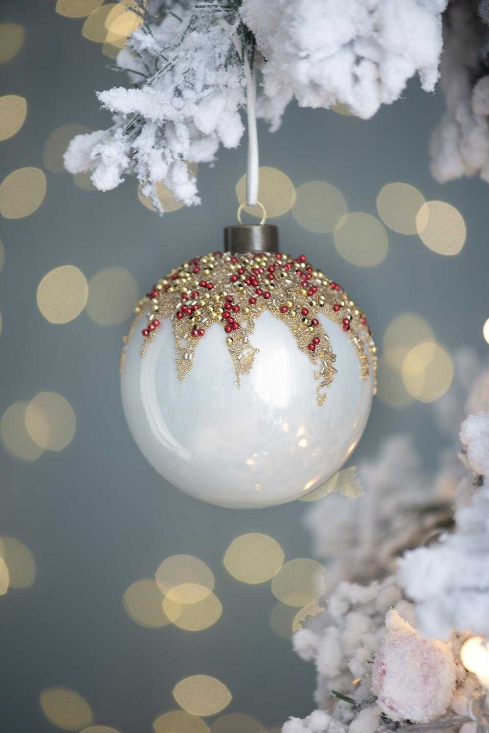 Set of 6 glass Christmas ball ornaments, 3.9 inch
