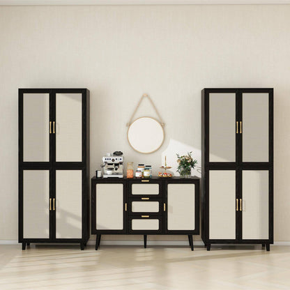 4 Door Cabinet, with 4 Adjustable Inner Shelves, Storage Cabinet