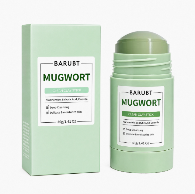 Baribt Mugwort Clean Clay Stick and packaging on a white background