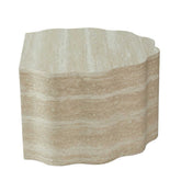Set of two stylish round coffee tables with beige marble finish, perfect for living room decor, fully assembled, SKU: W3040P510477