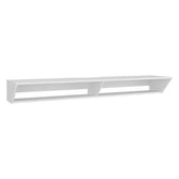 Elegant 65 inch TV stand with a minimalist design, placed against a white wall with a gaming console and controllers.