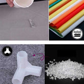 Waterproof non-woven fabric, colorful material rolls, and plastic connectors for durable 6-row 12-lattice shoe rack construction.