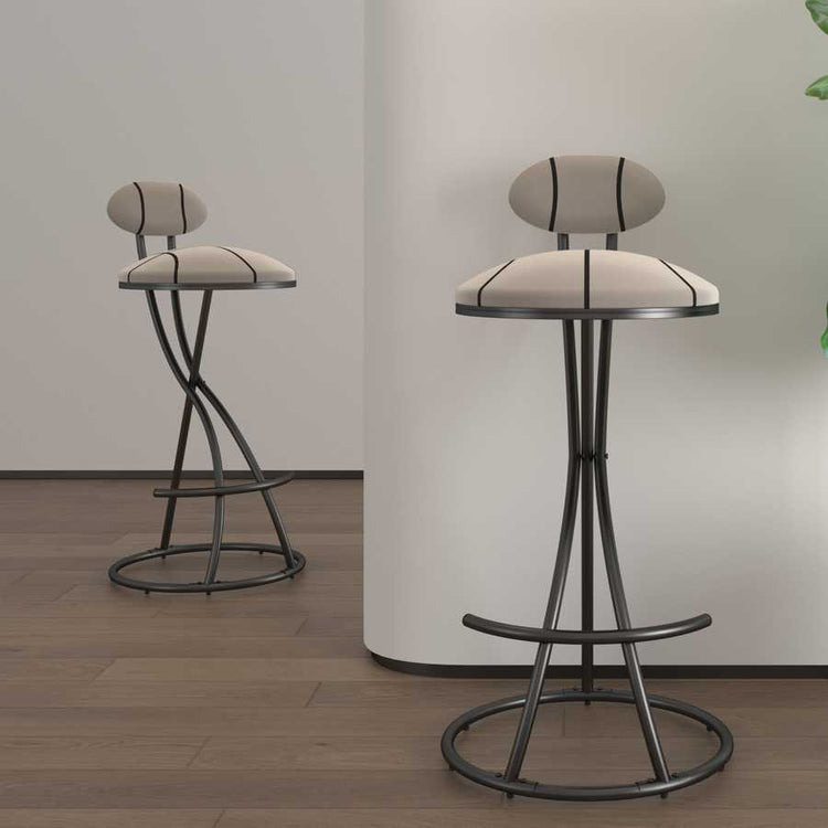 Upholstered Bar Stools Set of 2 Striped Counter Height Barstools Modern Velvet Dining Chairs for Kitchen Island, Living Room (Black & Stripe)
