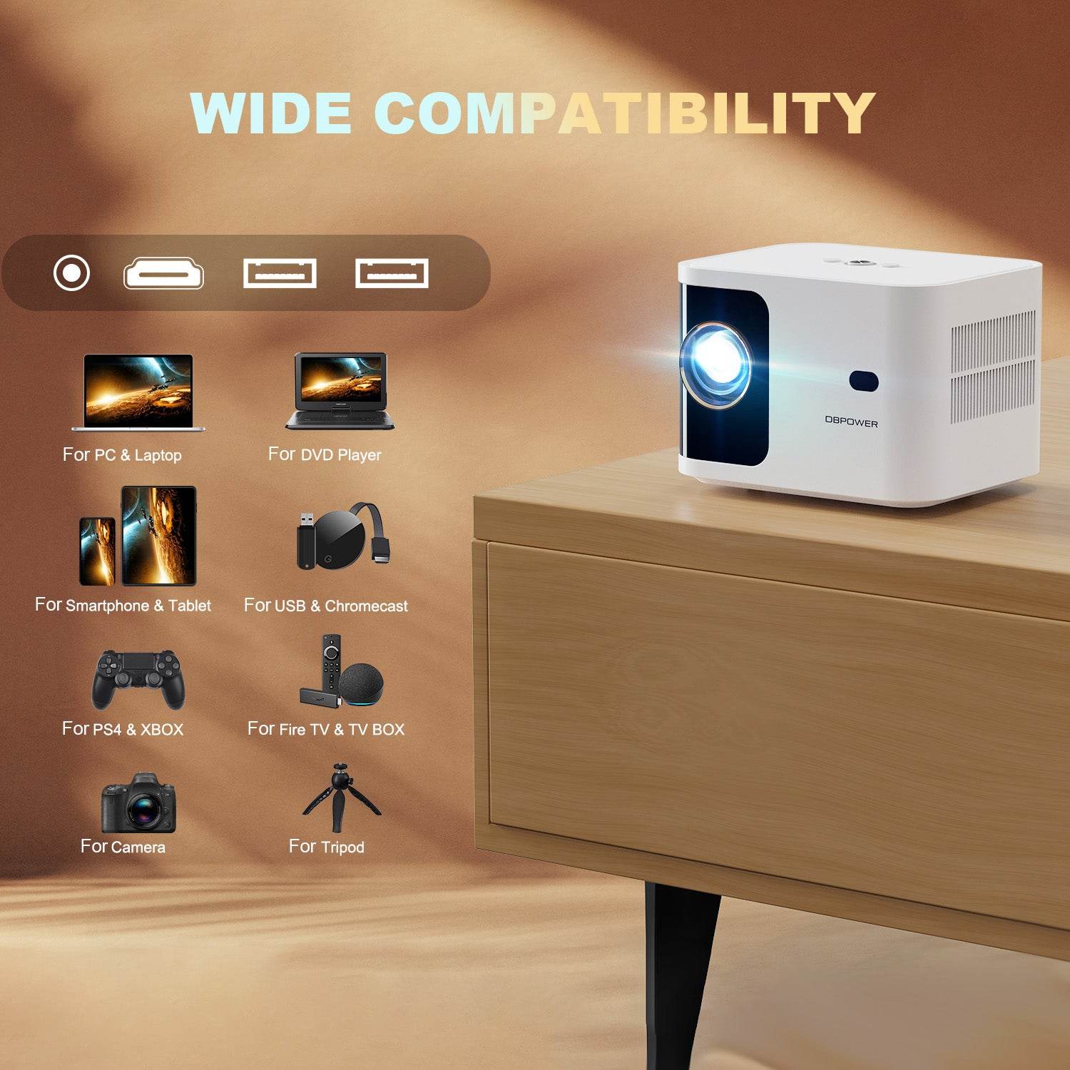 mlnshops Bluetooth Portable Video Projector 1080P 4K