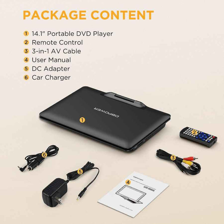 mlnshops Portable DVD Player with Large Screen - 15.6" HD Display