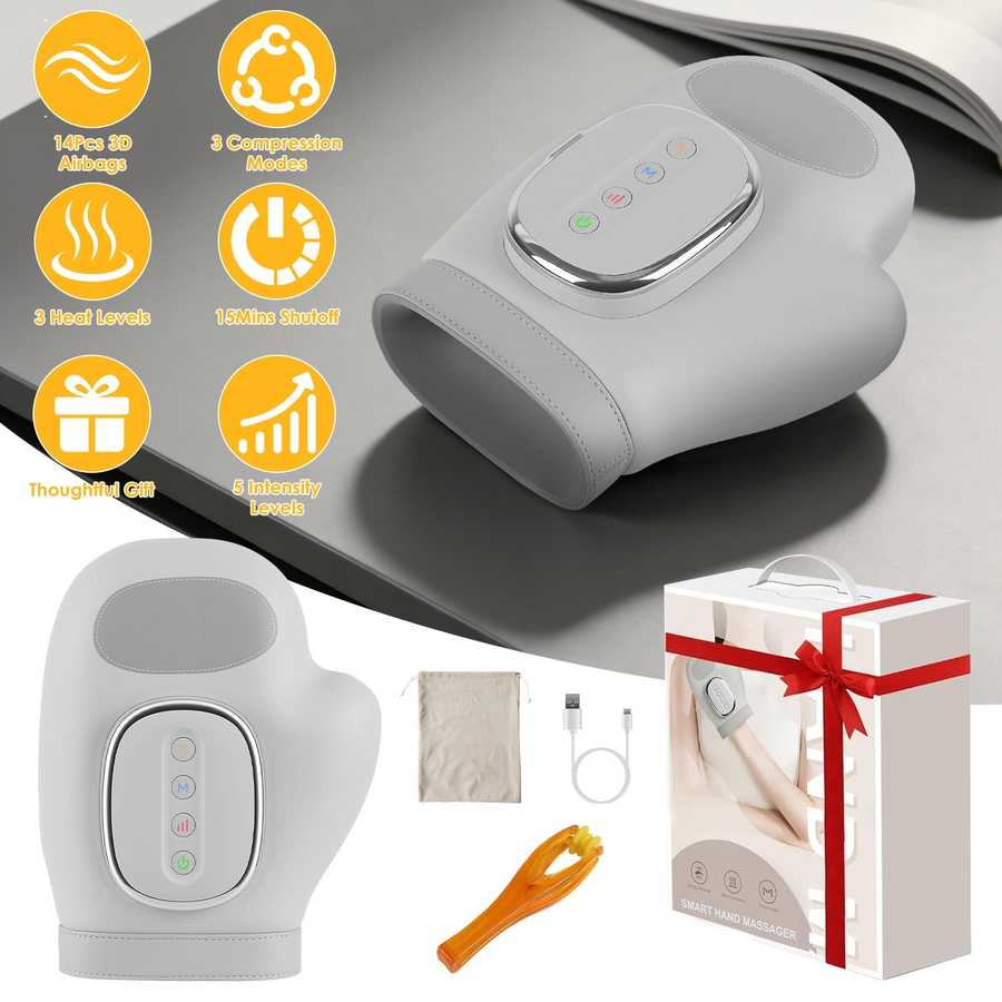 Cordless Hand Massager with 14 Airbags, 3 Massage Modes