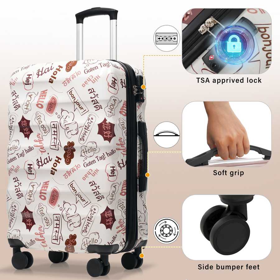 Luggage Set 3 Piece – Hardshell Suitcases with Spinner Wheels and TSA Lock, Lightweight Durable PC+ABS, Vibrant Glossy Expandable Design for Travel (20&