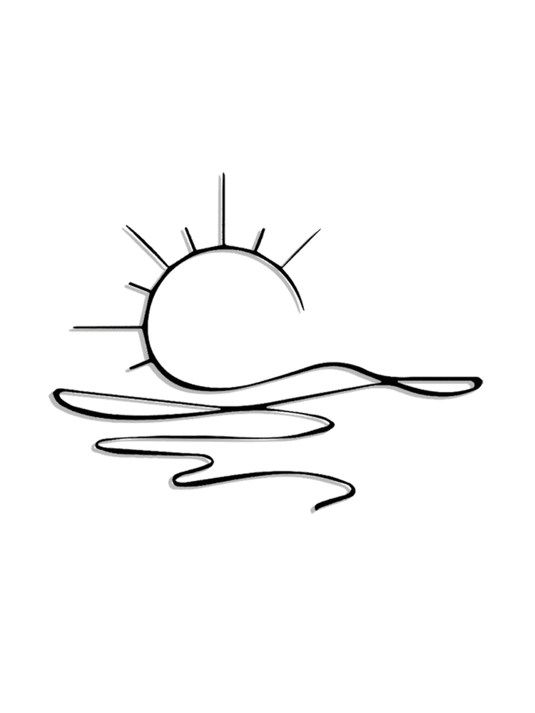 Sunrise metal wall decor with minimalist design and shadows