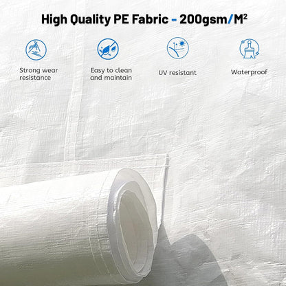 10'x12' Gazebo Cover for Hardtop Gazebos, Outdoor Universal Winter Gazebo Cover with Sidewalls and Mesh Windows, All Season Waterproof Enclosed Gazebo Cover, White