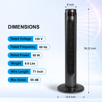 36 Inch High Efficiency Cooling Tower Fan with 3 Speed Settings and 15 Hour Timer, 70 Degree Auto Oscillating with Remote, Standing Fan for Bedroom Home Office MLNshops]