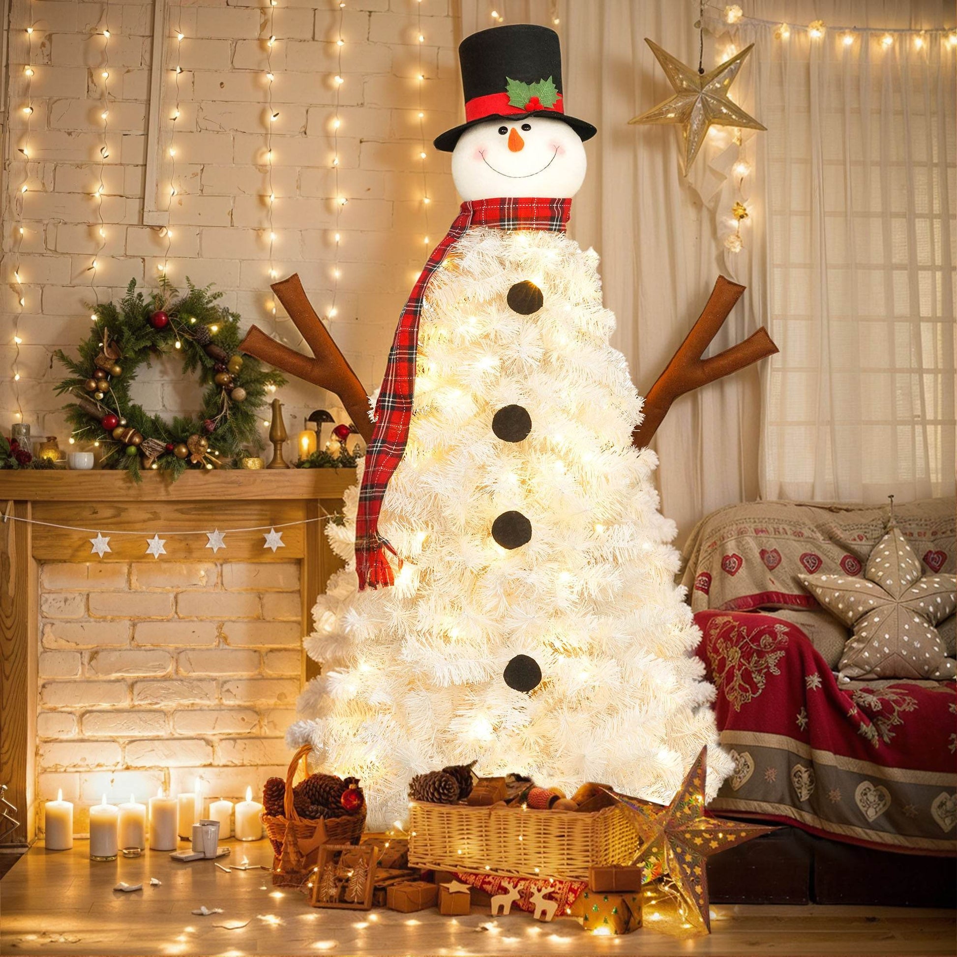 4ft Snowman Christmas Tree -Shaped Christmas Tree with Light