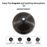 Aromatherapy diffuser with features listed on a white background
