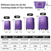 Hardshell Luggage Sets 4 pcs + Bag Spinner Suitcase with TSA Lock Lightweight-16&
