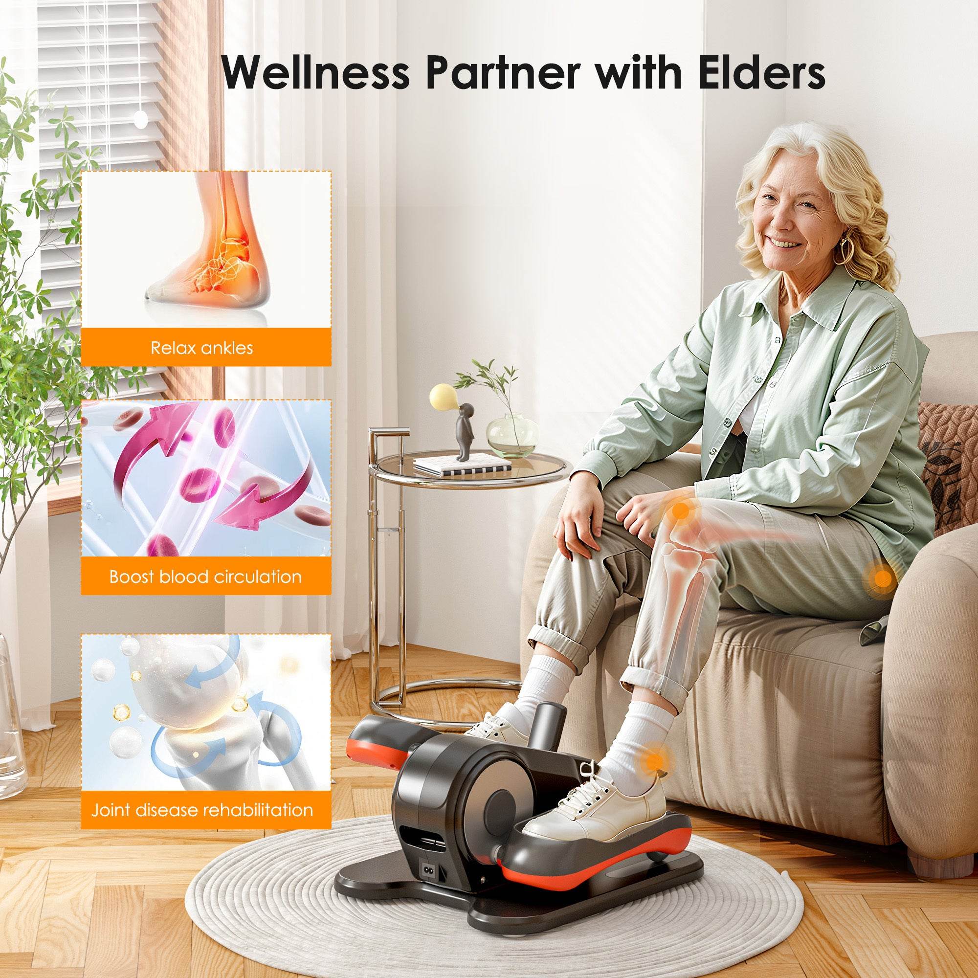 Under Desk Elliptical Machine for Seniors & Rehab Exercise