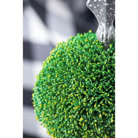 Decorative Boxwood Sphere on Metal Spire Accent