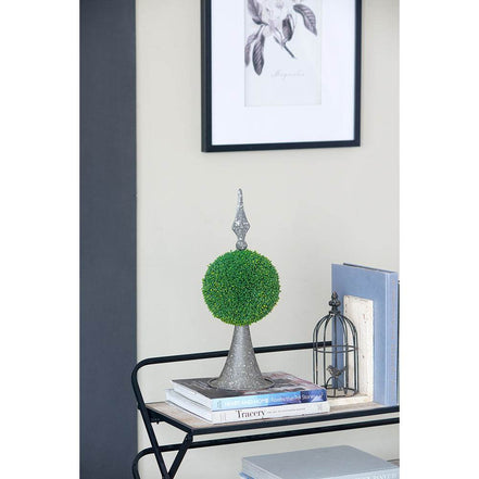 Decorative Boxwood Sphere on Metal Spire Accent