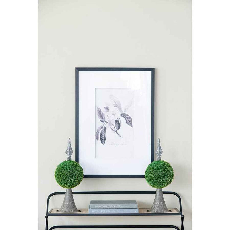 Decorative Boxwood Sphere on Metal Spire Accent