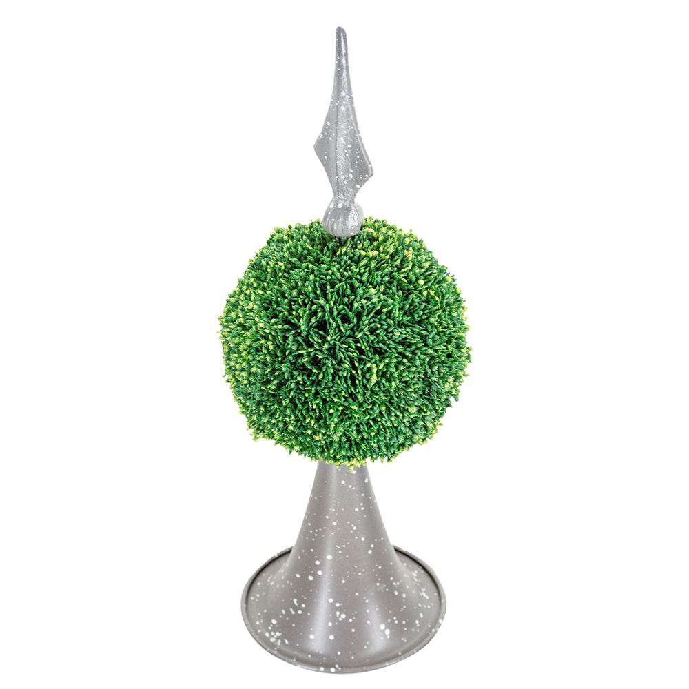 Decorative Boxwood Sphere on Metal Spire Accent