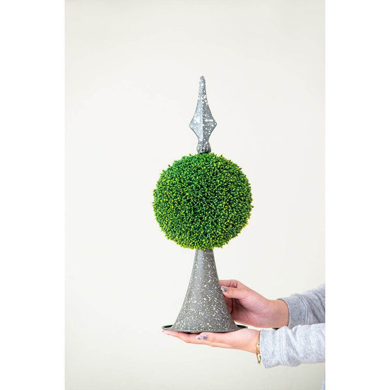 Decorative Boxwood Sphere on Metal Spire Accent Default