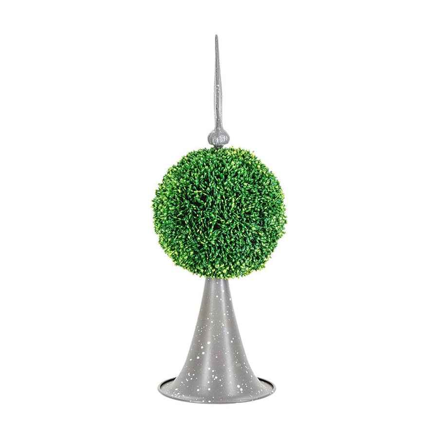 Decorative Boxwood Sphere on Metal Spire Accent