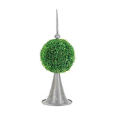 Decorative Boxwood Sphere on Metal Spire Accent