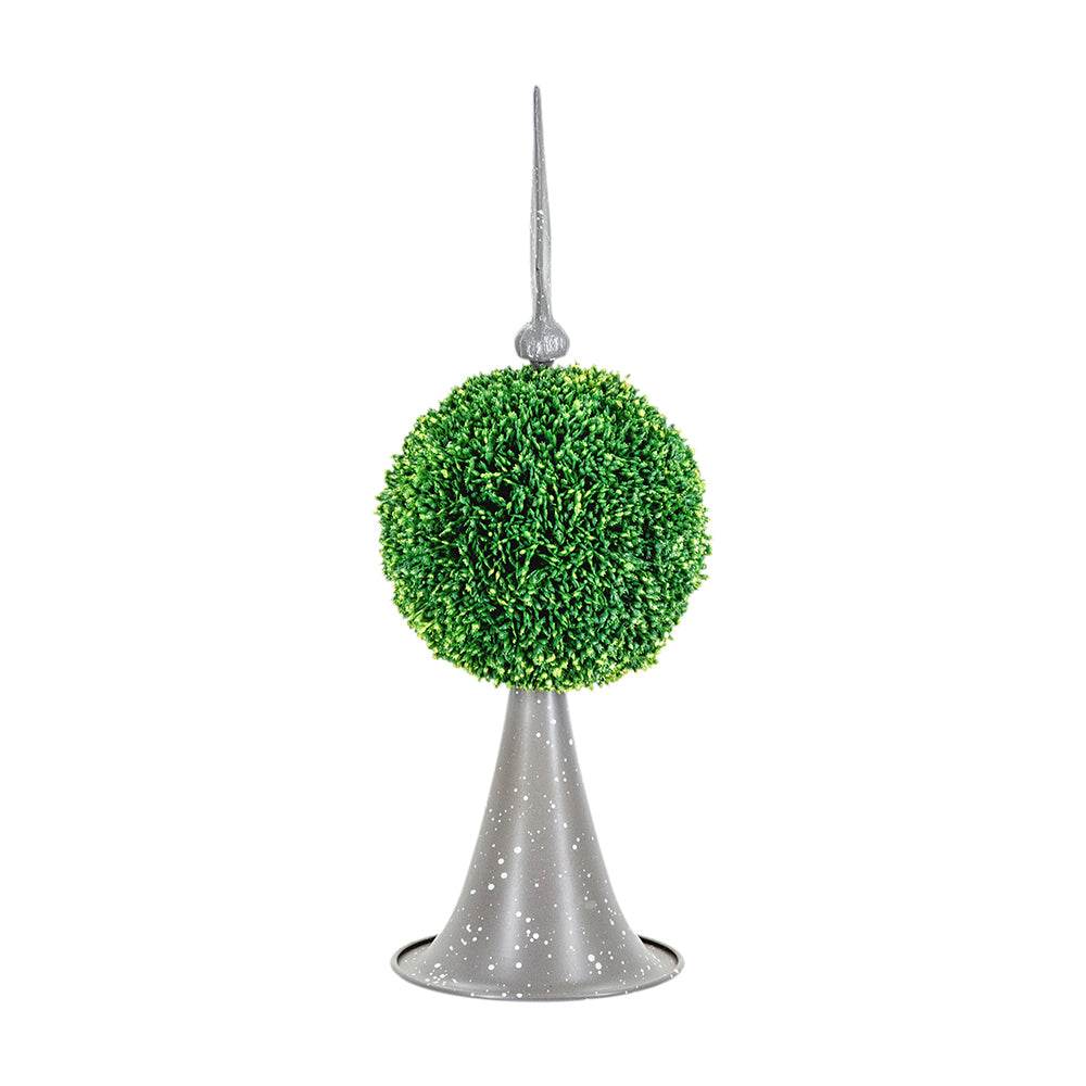 Decorative Boxwood Sphere on Metal Spire Accent