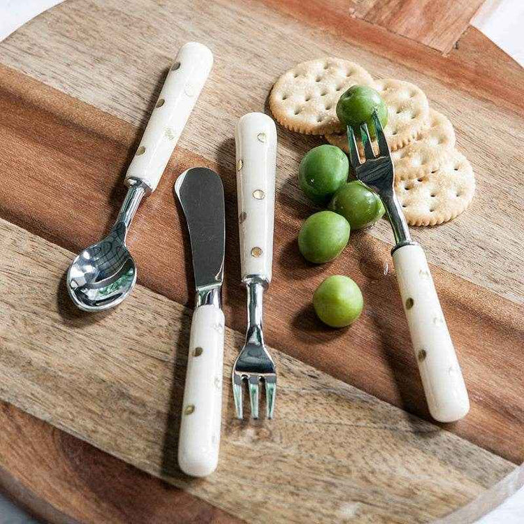 MLNshops Boxed Cutlery Set for Gifting - Elegant Polka Dot Handle