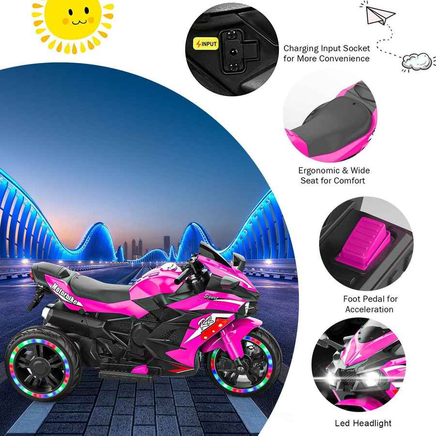 mlnshops 12V Kids Electric Motorcycle with LED Lights