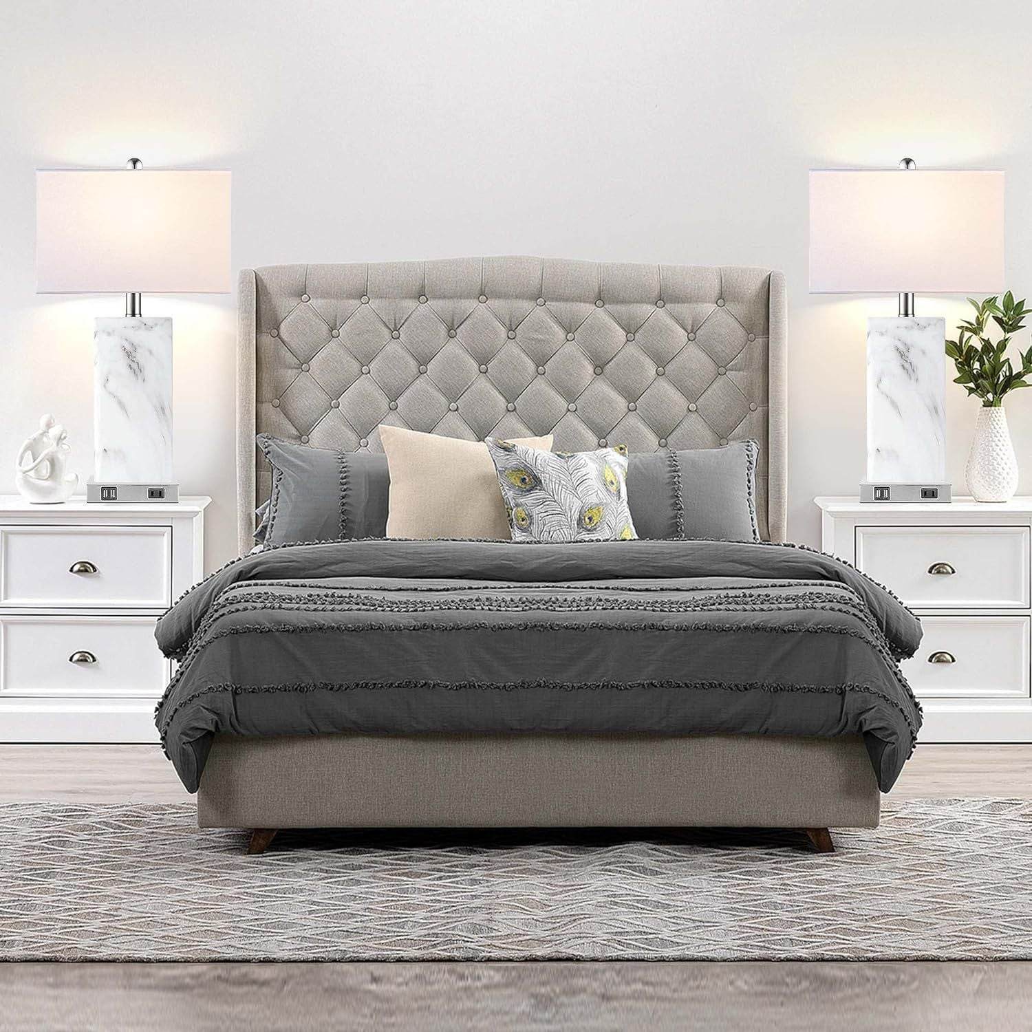 Modern Touch Control Table Lamps Set with USB Port