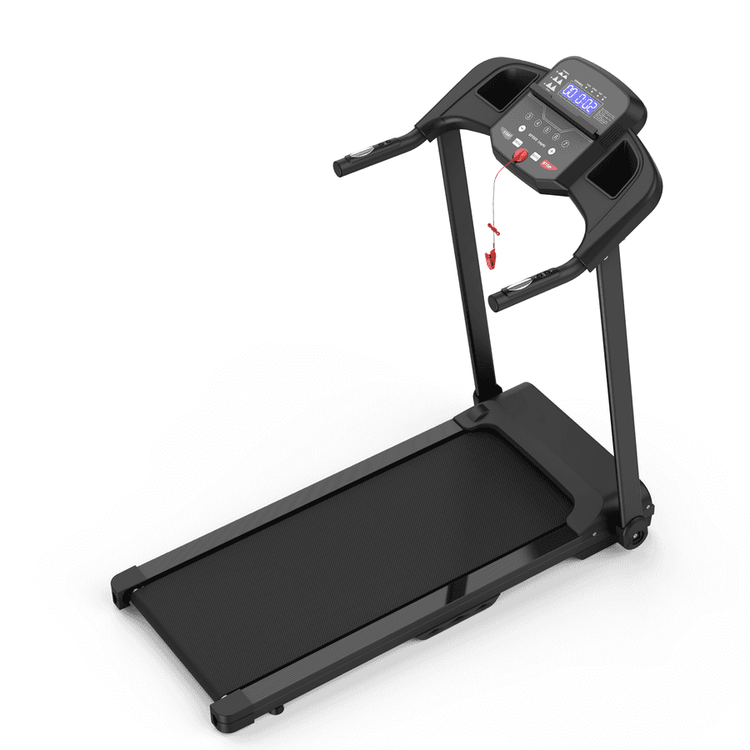 Foldable treadmill with digital display and safety clip