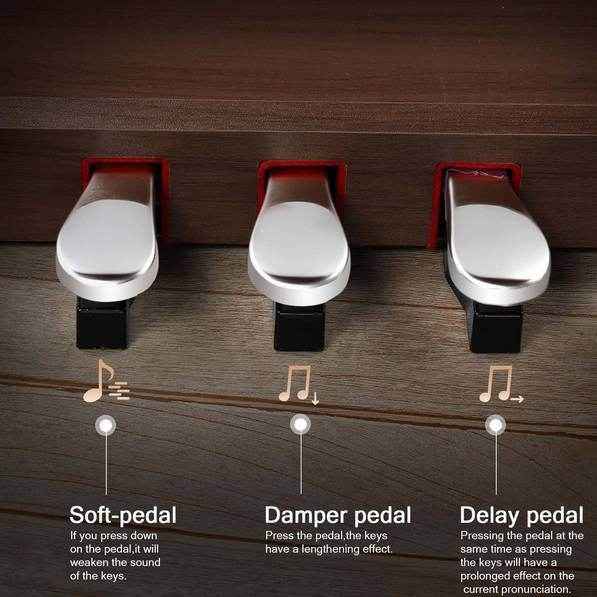mlnshops Digital Piano with Triple Pedals - Wood Finish
