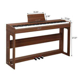 mlnshops Digital Piano with Triple Pedals - Wood Finish