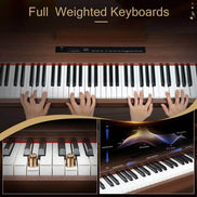 mlnshops Digital Piano with Triple Pedals - Wood Finish