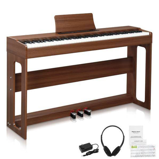 mlnshops Digital Piano with Triple Pedals - Wood Finish